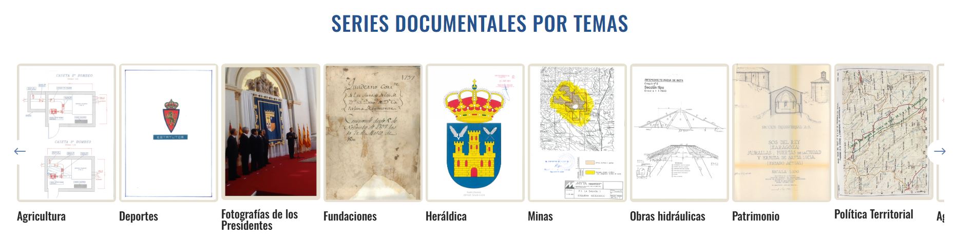 Series descritas a nivel de expedientes organizadas por temas.